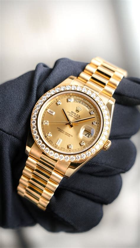 rolex day date 2 gold diamond